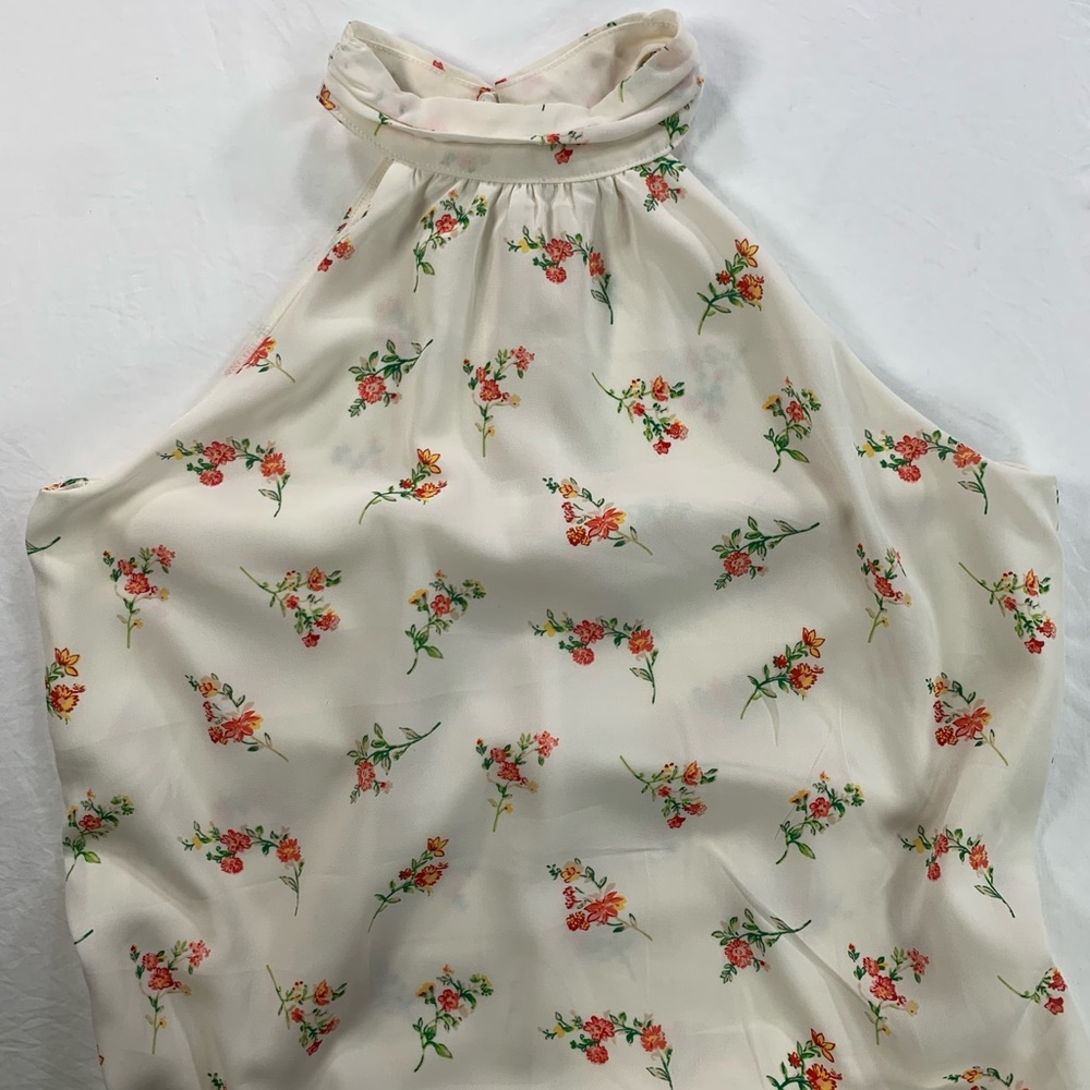 Floral Haulter‎ Top Dress All Over Pattern Cream Off White Women's Size M - Picture 5 of 13